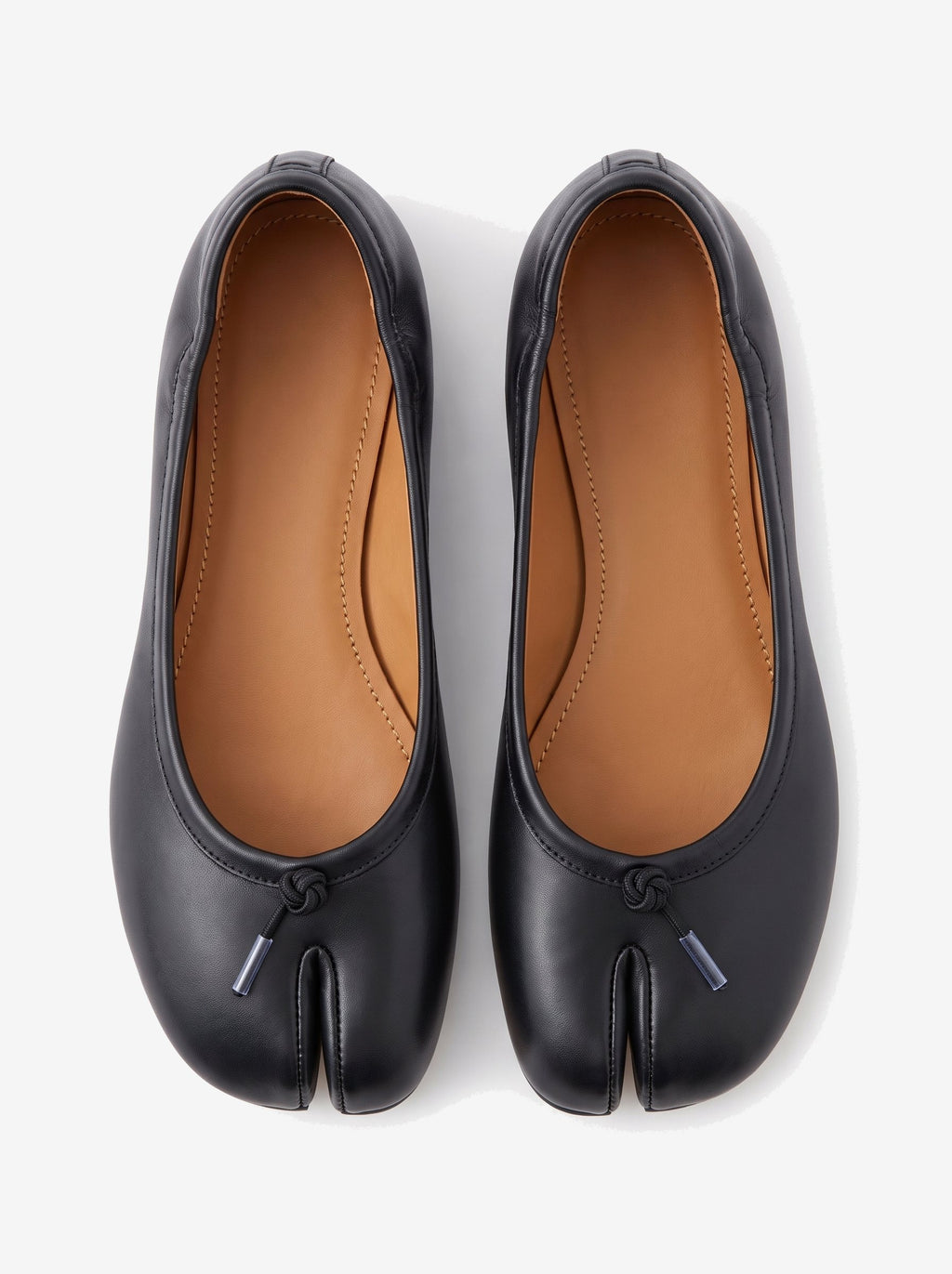 The New York Split-Toe Flat — Black, top view