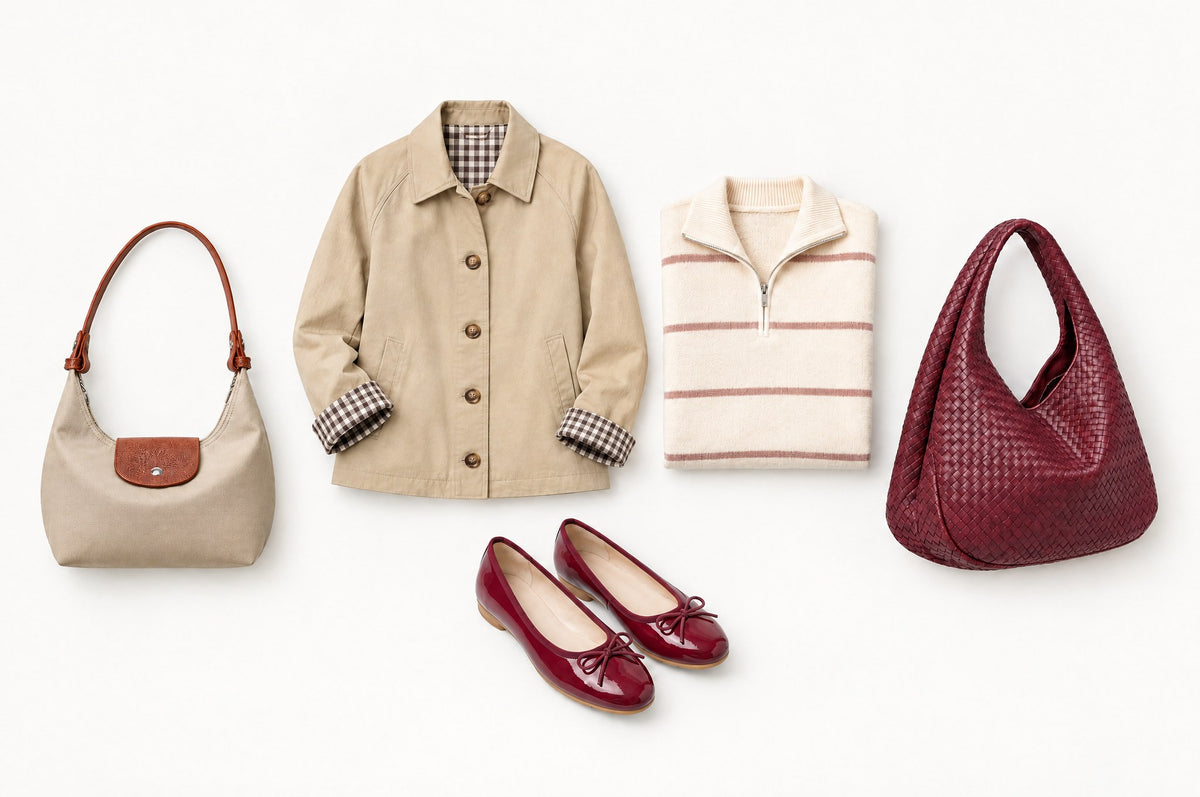 The London Trench, the Capri Flat, the Autumn Bag, the Paris Hobo and the London Half-Zip