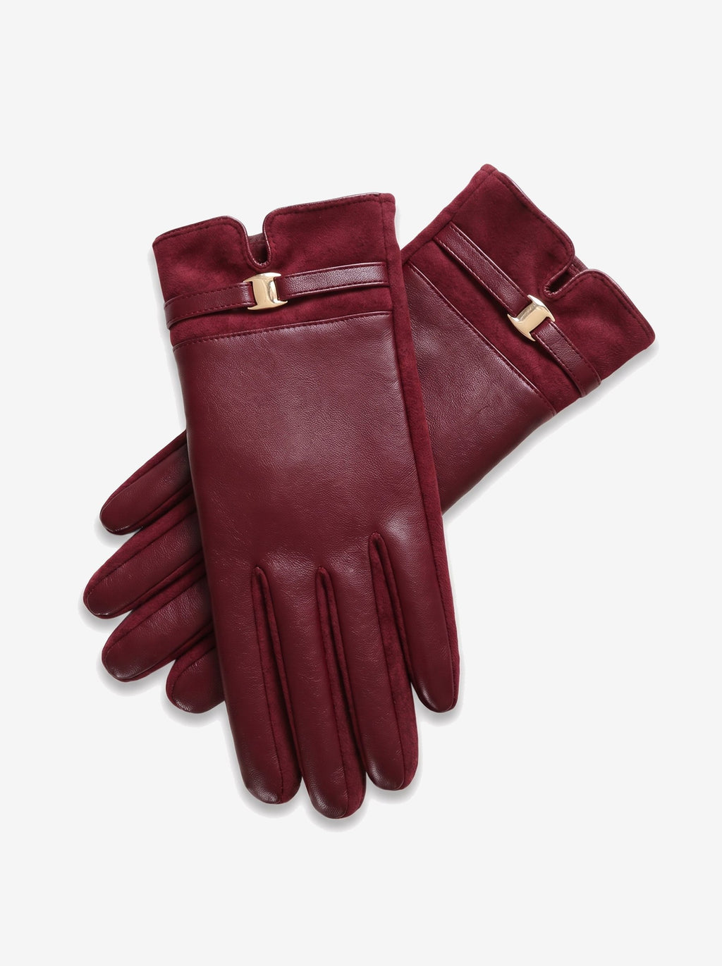 The Courchevel Glove — Wine Red, buckle detail