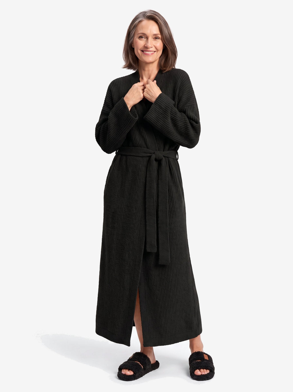 The New York Robe — Black, with The New York Slipper in Black