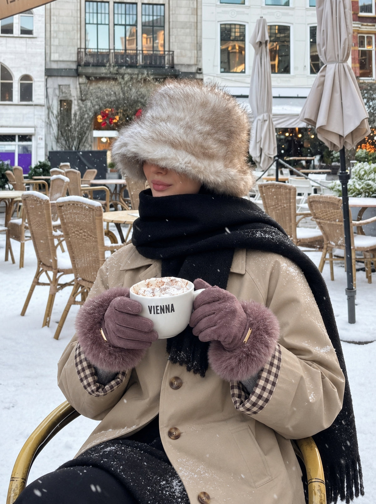 The Paris Glove — Purple Yam, hot cocoa on a snowy café terrace