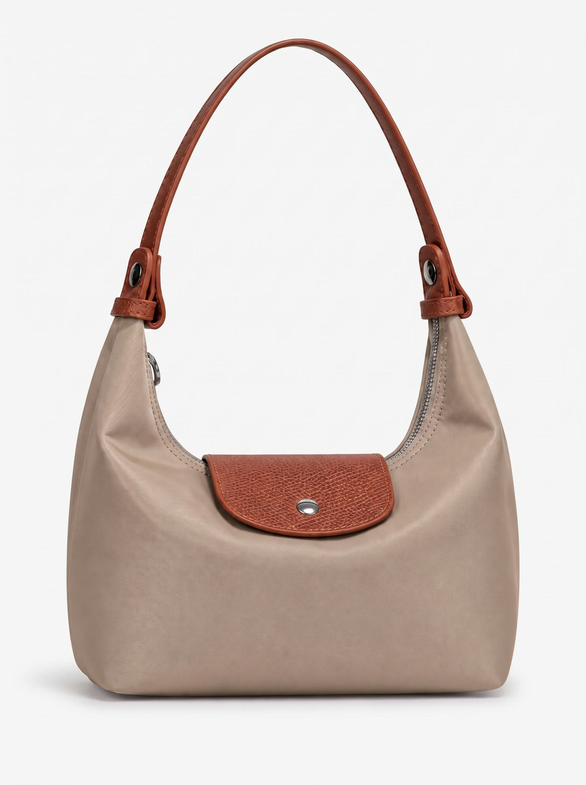 The Paris Hobo — Beige, with the short strap on the shoulder